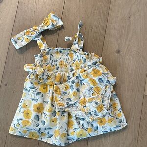 Cupcakes & Cashmere Yellow Floral Baby Outfit
